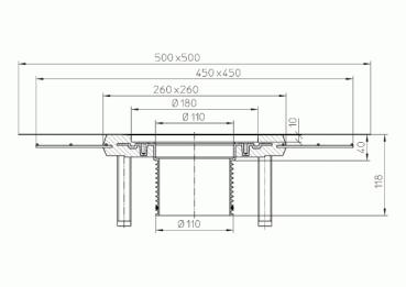 Aufstockelement d 110mm inkl. O-Ring mit CeraDrain Polymerbetonkragen  HL85NC